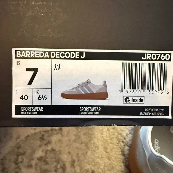 Adidas Barreda Decode J Mens 7 White Light Blue Gum Platform Sneakers JR0760 NEW - Picture 6 of 7